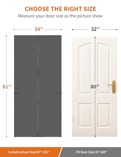 Fillis Thermal Door Curtain 32×80 – Insulated Blackout Draft Stopper, Magnetic Close