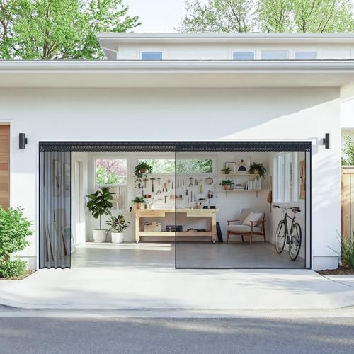 Fillis Sliding Garage Door Screen – Heavy-Duty Magnetic Mesh with Aluminum Track