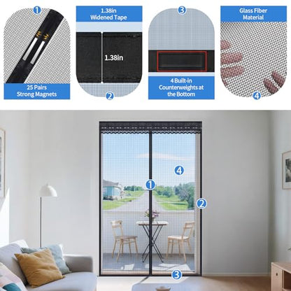 Fillis Retractable Screen Door 48×80 – Magnetic Slide Track for Wide Entries