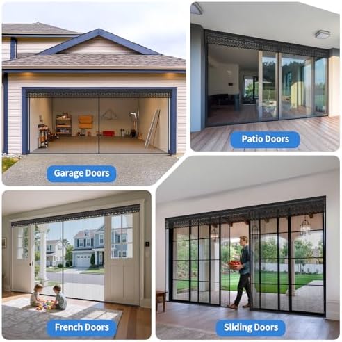 Fillis Sliding Garage Door Screen – Heavy-Duty Magnetic Mesh with Aluminum Track