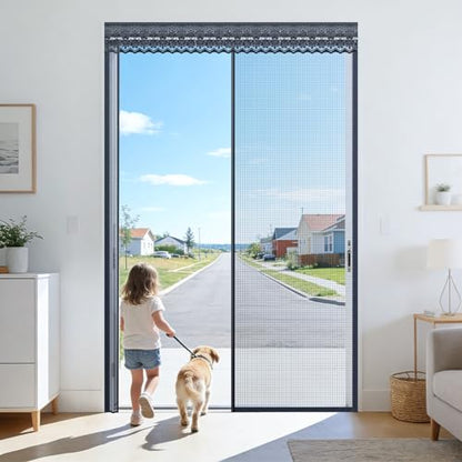 Fillis Retractable Screen Door 48×80 – Magnetic Slide Track for Wide Entries