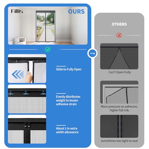 Fillis Retractable Screen Door 48×80 – Magnetic Slide Track for Wide Entries