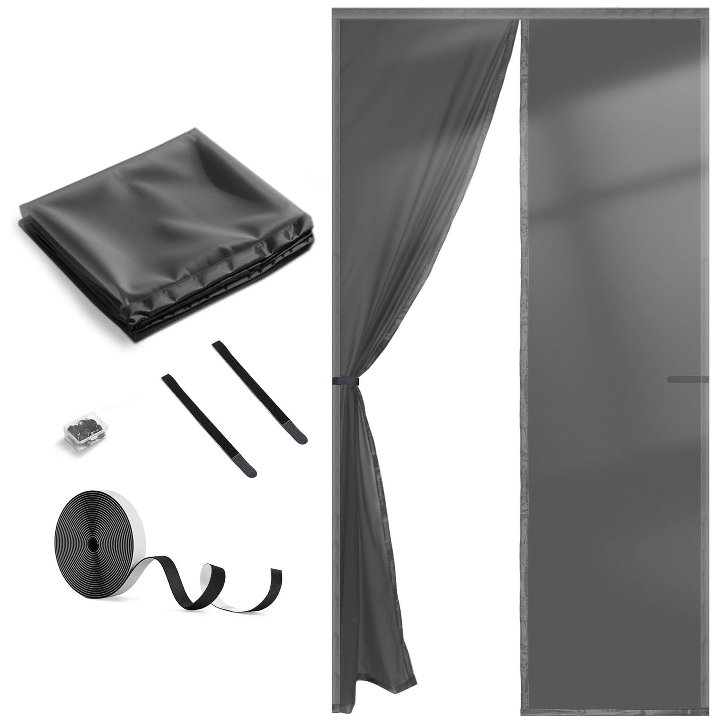 Fillis Thermal Door Curtain 32×80 – Insulated Blackout Draft Stopper, Magnetic Close