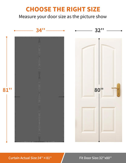 Fillis Thermal Door Curtain 32×80 – Insulated Blackout Draft Stopper, Magnetic Close