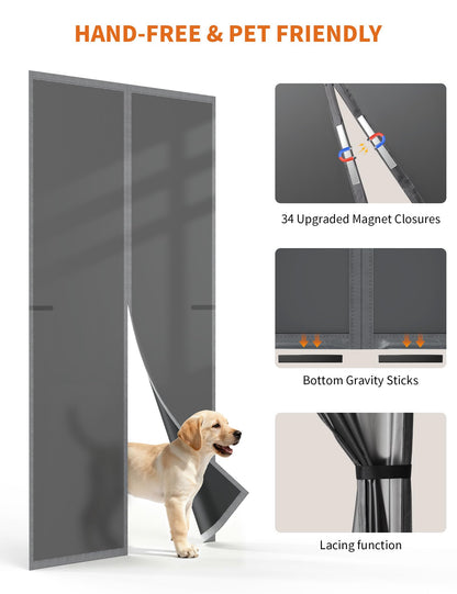 Fillis Thermal Door Curtain 32×80 – Insulated Blackout Draft Stopper, Magnetic Close