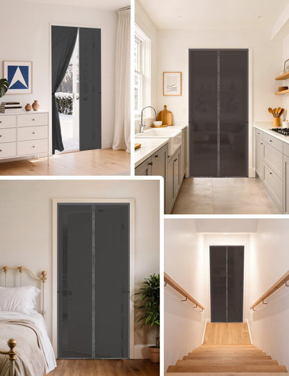 Fillis Thermal Door Curtain 32×80 – Insulated Blackout Draft Stopper, Magnetic Close