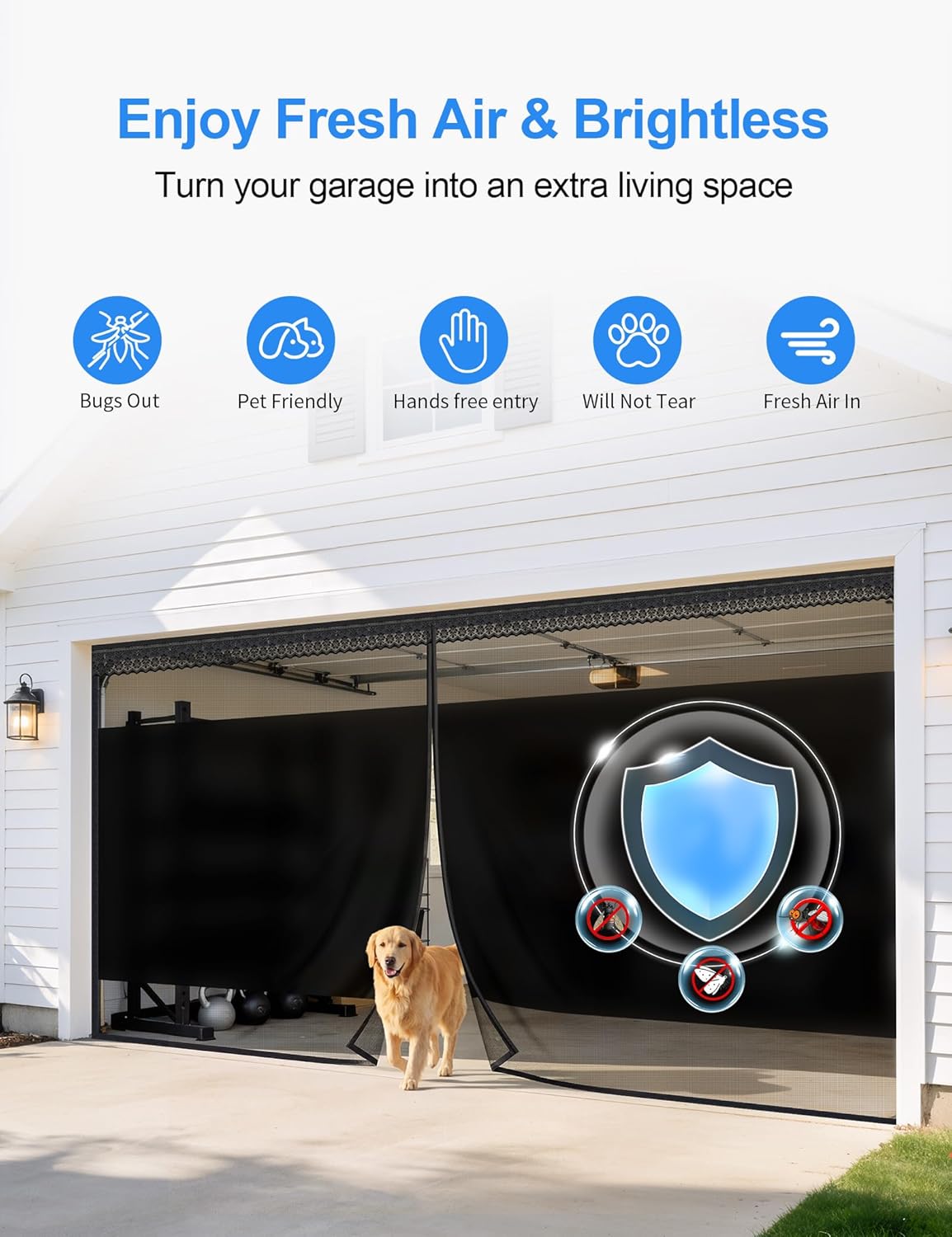 Fillis Garage Door Screen – Blackout Privacy Panel, Scratch-Resistant PET Mesh