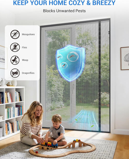 Fillis™ Reversible Side Opening Magnetic Screen Door (72x80 Inch)