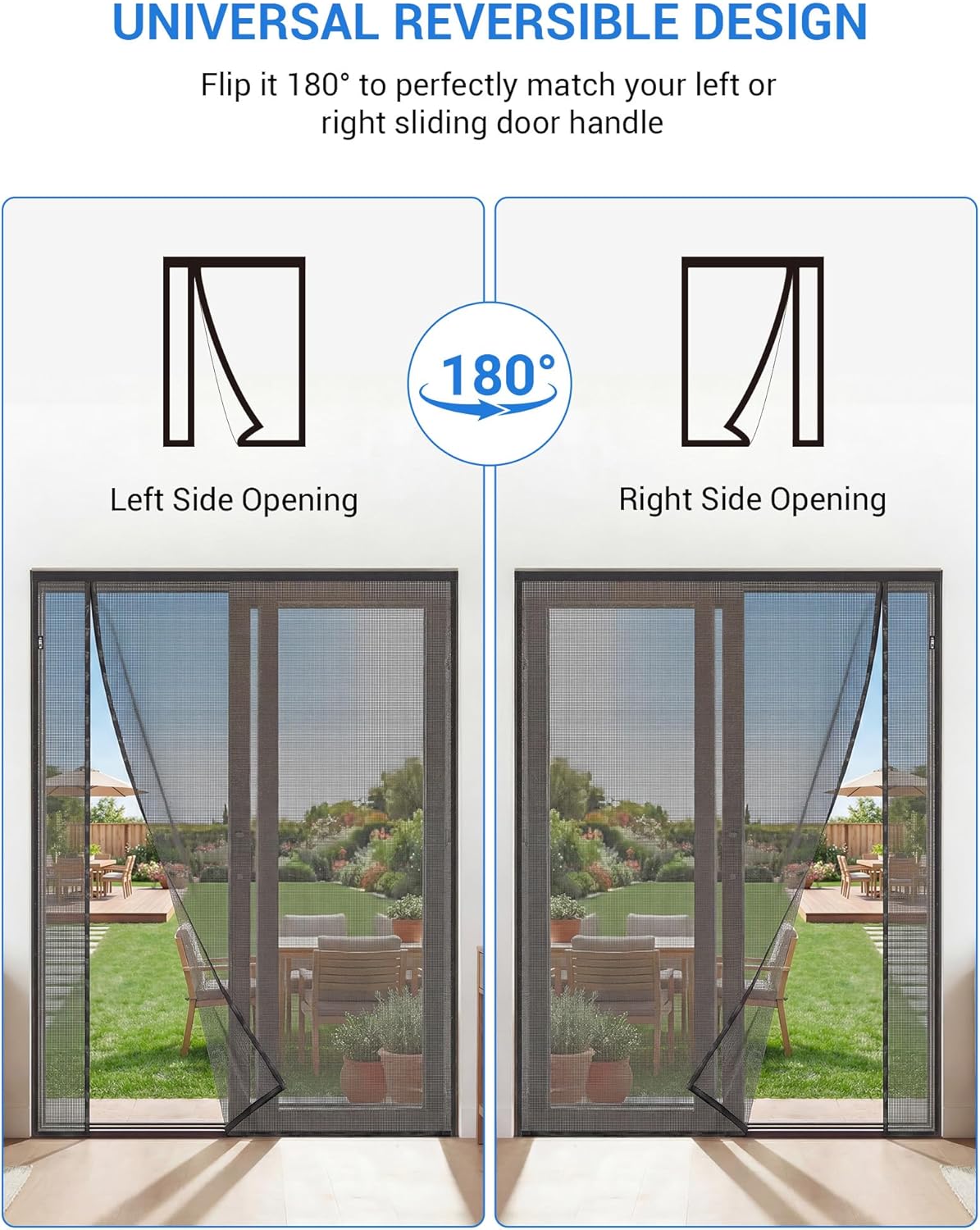 Fillis Magnetic Screen Door 72×80 – Reversible Side-Opening Mesh for Double & French Doors