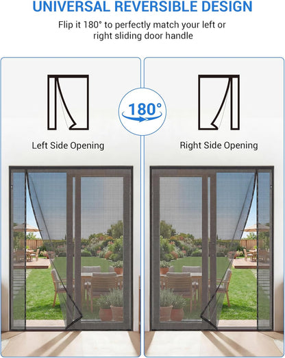 Fillis Magnetic Screen Door 72×80 – Reversible Side-Opening Mesh for Double & French Doors