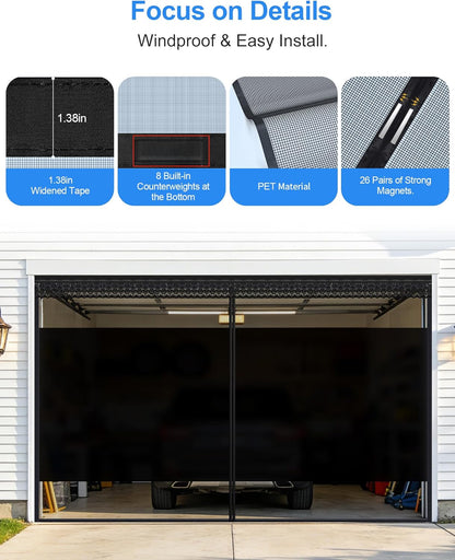 Fillis Garage Door Screen – Blackout Privacy Panel, Scratch-Resistant PET Mesh