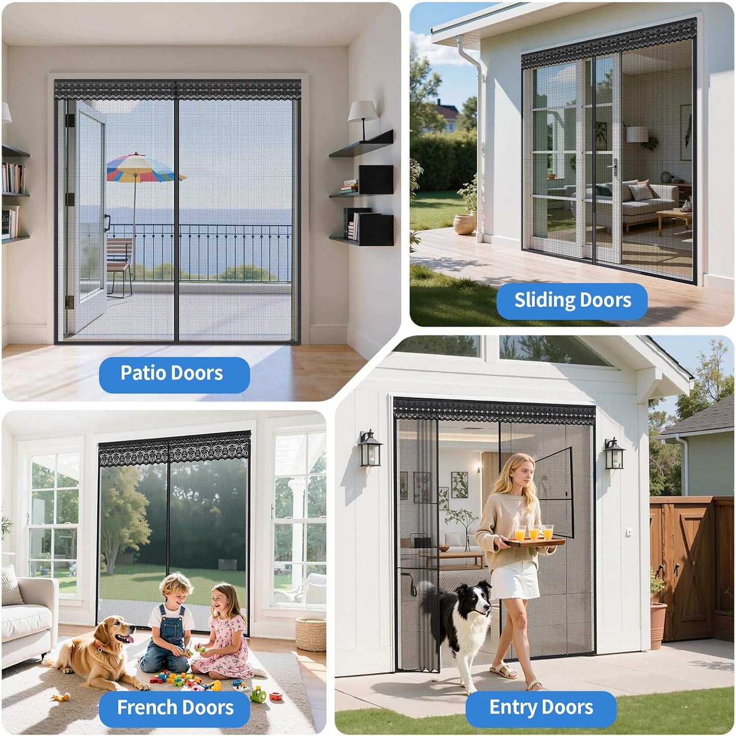 Fillis Retractable Screen Door – Magnetic Slide Track (60×80 & 72×80, French & Patio Doors)