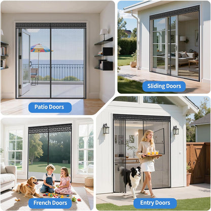 Fillis Retractable Screen Door – Magnetic Slide Track (60×80 & 72×80, French & Patio Doors)