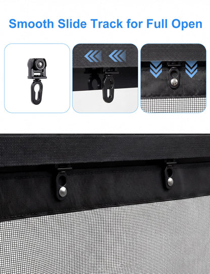 Sliding track and roller details for opening the garage screen; standard-size reference photo