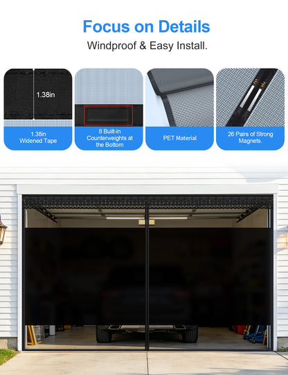Garage privacy screen construction and fastening details; standard-size reference photo